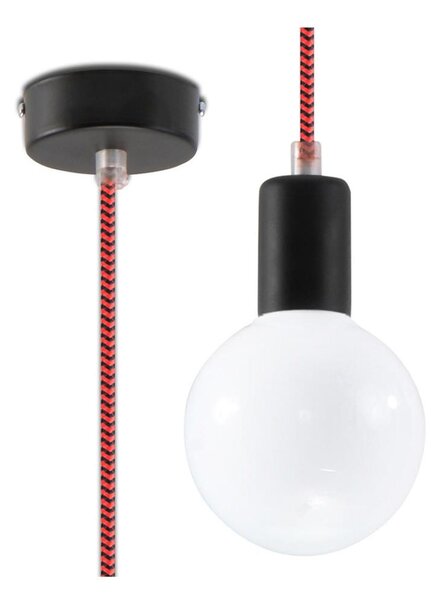 Полилей на верижка EDISON 1xE27/60W/230V черна/ червена