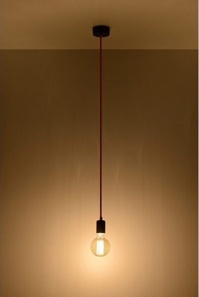 Полилей на верижка EDISON 1xE27/60W/230V черна/ червена