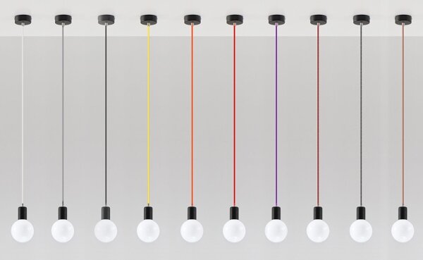 Полилей на верижка EDISON 1xE27/60W/230V черна/ червена
