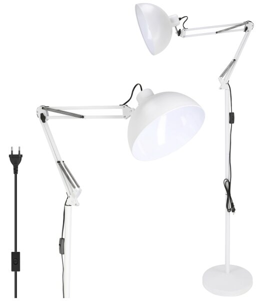 Brilagi - Гъвкава подова лампа TASKER 1xE27/60W/230V 157 cm бяла