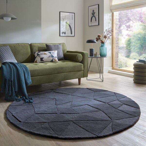 Ръчно изработен вълнен кръгъл килим в антрацитен цвят ø 160 cm Shard Charcoal – Flair Rugs