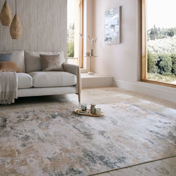 Сиво-бежов килим подходящ за пране 152x230 cm Lila Abstract – Flair Rugs
