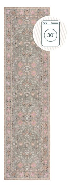 Светлозелена пътека подходяща за пране 60x230 cm Una Floral – Flair Rugs