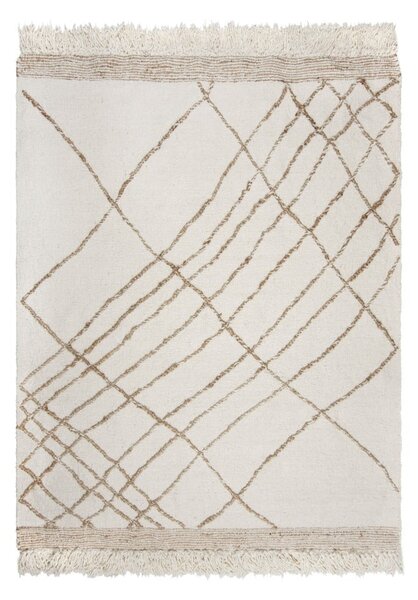 Кремав ръчно изработен килим със смес от вълна 120x170 cm Astera Linear – Flair Rugs