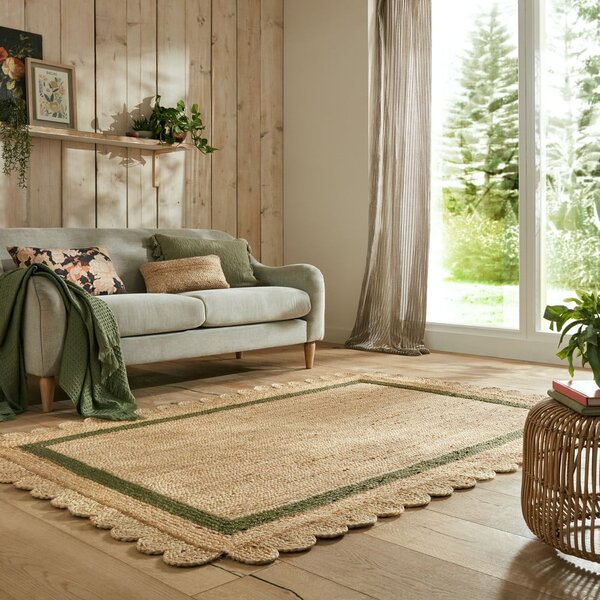 Ръчно изработен ютен килим в тъмнозелен и естествен цвят 120x170 cm Grace Green – Flair Rugs