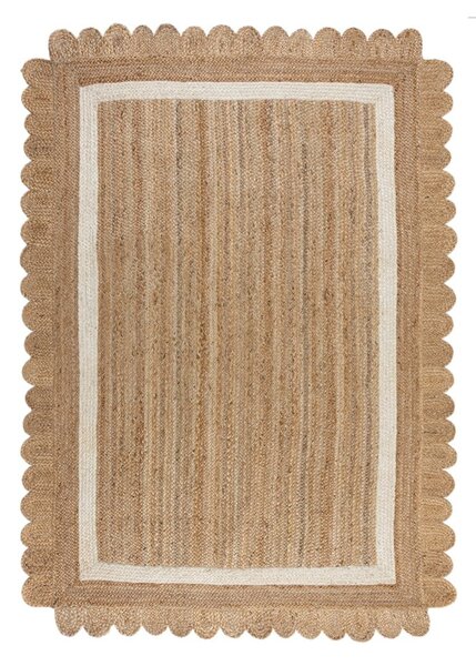Ръчно изработен ютен килим в естествен цвят и слонова кост 160x230 cm Grace White – Flair Rugs