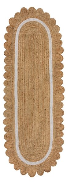 Ръчно изработена ютена пътека в естествен цвят и слонова кост 80x230 cm Grace White – Flair Rugs