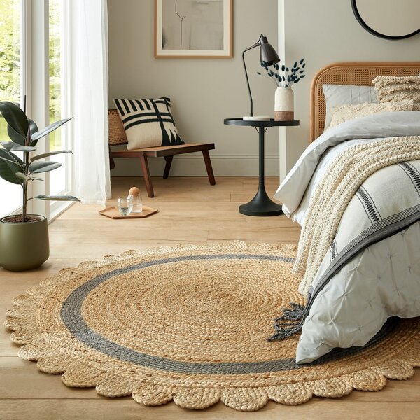 Ръчно изработен ютен кръгъл килим в сив и естествен цвят ø 160 cm Grace Grey – Flair Rugs