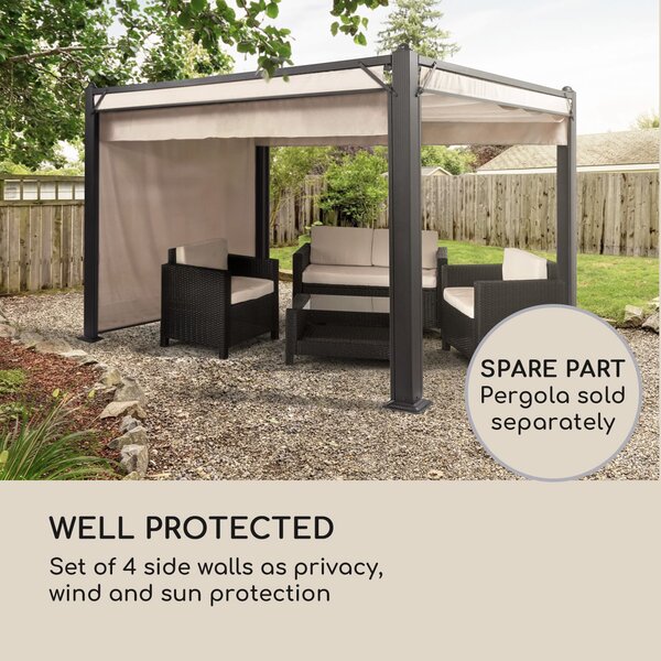 Blumfeldt Pantheon Cortina Pergola, комплект резервни странични стени, 4 стени, 200 г/м², полестер, 3 х 6 м