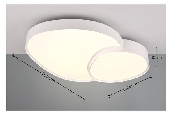 Бяла LED светлина за таван 63,5x77 см Rise - Trio