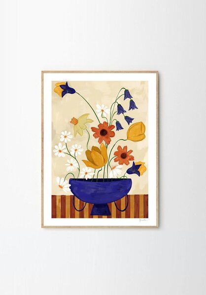 Постер 30x40 cm Colourful Bunch in Blue Vase – Frankie Penwill – The Poster Club