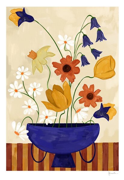 Постер 30x40 cm Colourful Bunch in Blue Vase – Frankie Penwill – The Poster Club