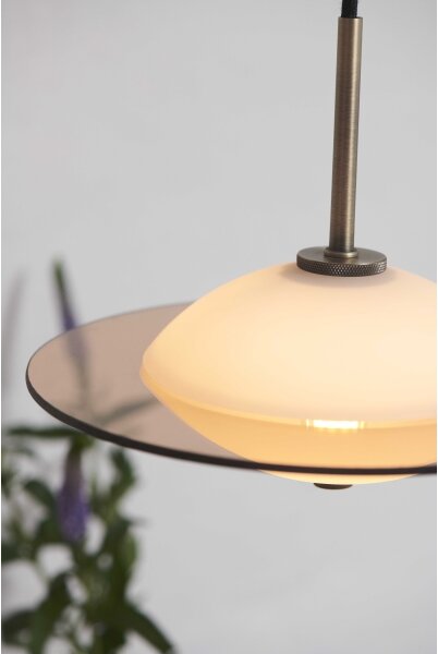 Halo Design 743599- Полилей на кабел ORBIT 1xG9/7W/230V Ø 24 см бял/месингов/димчат