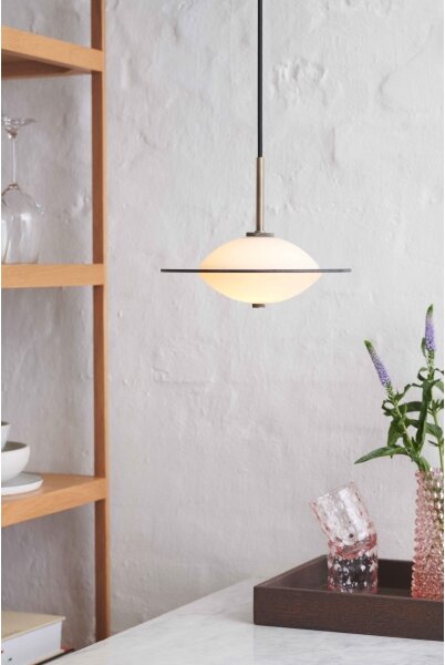 Halo Design 743599- Полилей на кабел ORBIT 1xG9/7W/230V Ø 24 см бял/месингов/димчат
