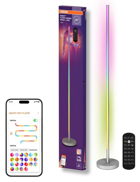 Osram - LED RGBW димируема подова лампа SMART+ MAGIC LED/11,5W/230V, сребриста, Wi-Fi+DO