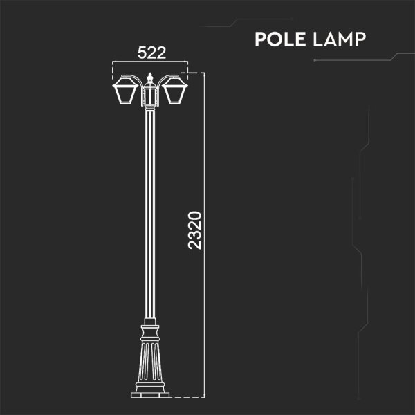 Екстериорна лампа 2xE27/60W/230V IP44 черна 232 см