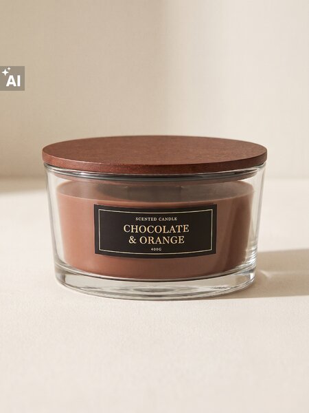 Sinsay - Ароматна свещ с дървен фитил Chocolate & Orange - кaфяв
