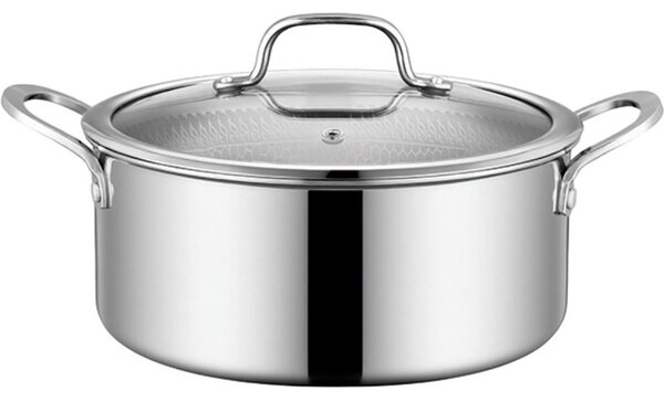 Тенджера с капак Swiss Haus SH-ZGC28, 28x11.5 см, 6.6 л, Sapphire-керамично покритие, Фурна до 260C, Индукция, Сребрист