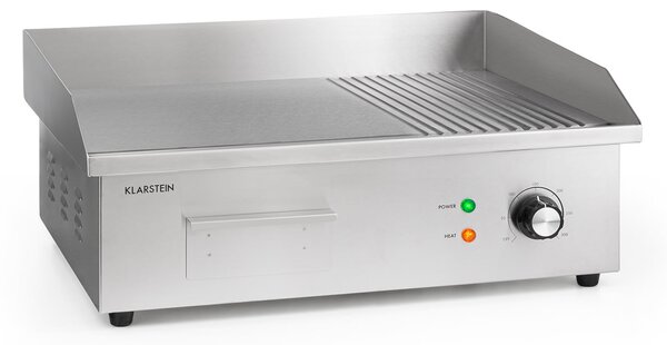 Klarstein Grillmeile 3000GR, електрическа скара, 3000 W, плоча за скара, 54.5 x 35 см, гладка/ребра
