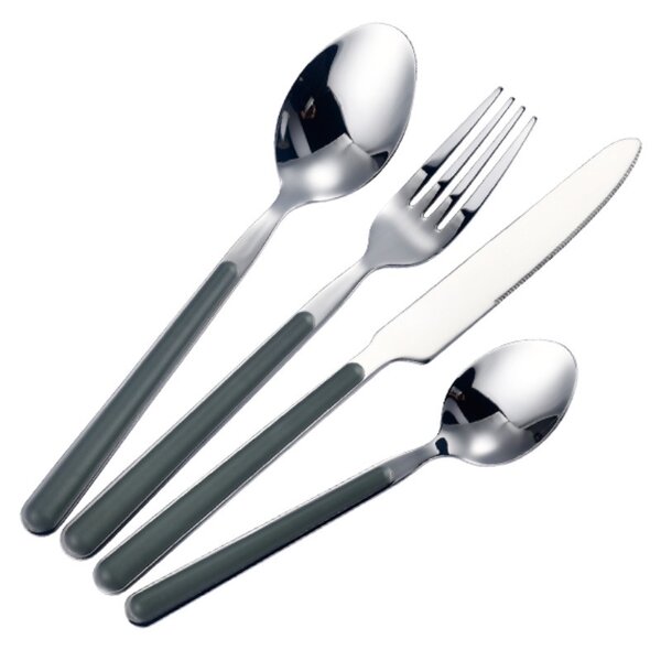 Комплект 24 бр. прибори за хранене Swiss Haus SH-CTS24G, За 6 души, Неръждаема стомана, Инокс/зелен
