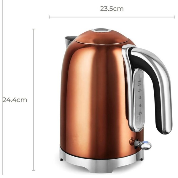 Електрическа кана за вода Swiss Haus SH-SWK2127, 2000W, 1.7 л, 360° основа, Филтър, Скрит нагревател, Двойни стени, Меден