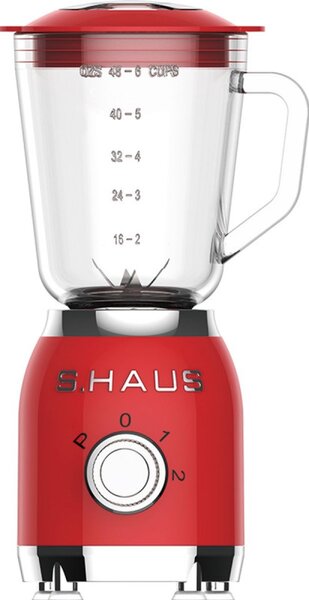 Блендер Swiss Haus SH-BL1915, 600W, 1.5 л, 20000 об/мин, 2 скорости + импулси, Турбо, Стъклена кана, Червен