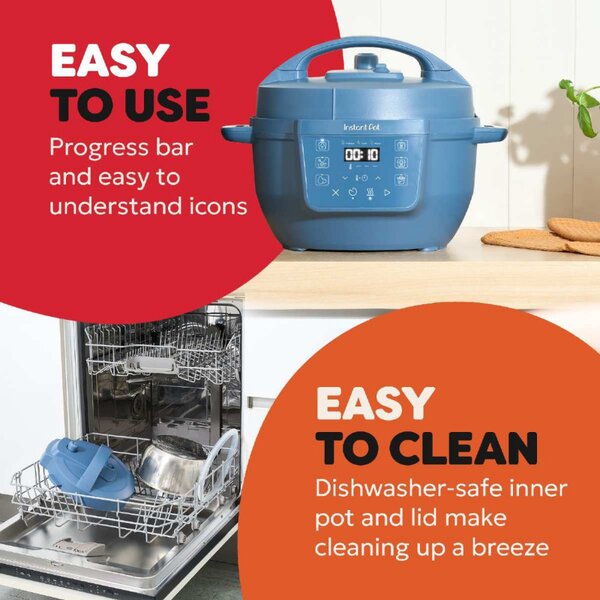Мултикукър Instant Pot Classic Mini 140800701, 800W, 3.8 л, 7 програми, Favorite бутони, LCD дисплей, Неръждаема стомана, Син