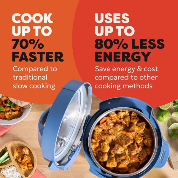 Мултикукър Instant Pot Classic Mini 140800701, 800W, 3.8 л, 7 програми, Favorite бутони, LCD дисплей, Неръждаема стомана, Син