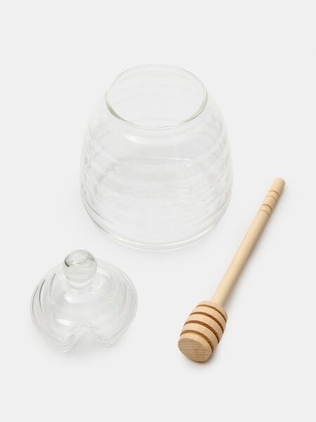 Sinsay - Релефен съд за мед с лъжица за мед 2 pack - clear
