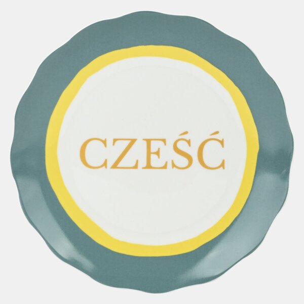 Sinsay - Керамична чиния с надпис Cześć - многоцветен