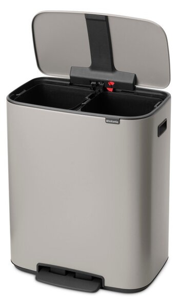 Светлосиво стоманено кошче за боклук 2x30 l за рециклиране/с педал Bo – Brabantia