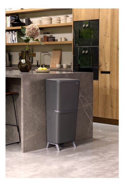 Тъмносиво пластмасово кошче за боклук 20+25 l за рециклиране SortUp Recycle Hi – Brabantia