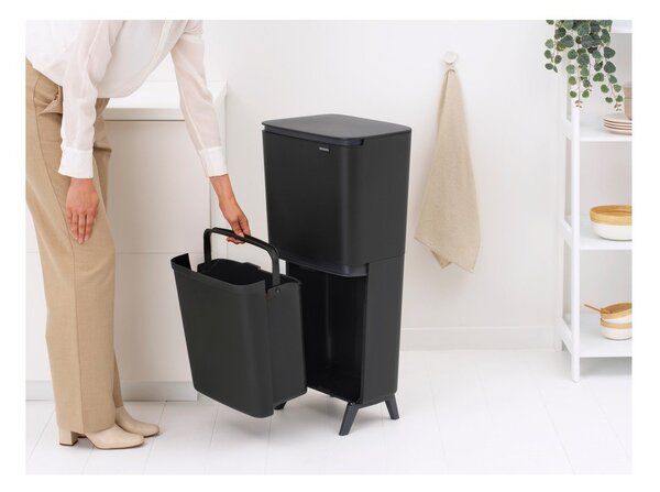 Тъмносиво пластмасово кошче за боклук 20+25 l за рециклиране SortUp Recycle Hi – Brabantia