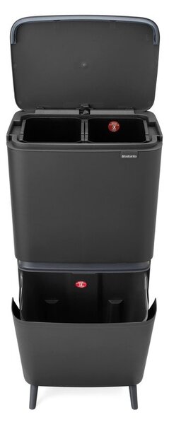 Тъмносиво пластмасово кошче за боклук 25+10+10 l за рециклиране SortUp Recycle Hi – Brabantia