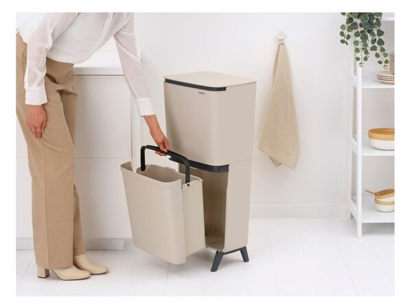Бежово пластмасово кошче за боклук 25+10+10 l за рециклиране SortUp Recycle Hi – Brabantia