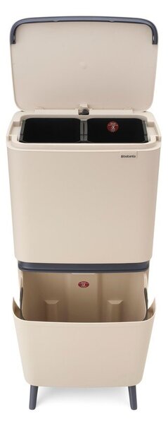 Бежово пластмасово кошче за боклук 25+10+10 l за рециклиране SortUp Recycle Hi – Brabantia