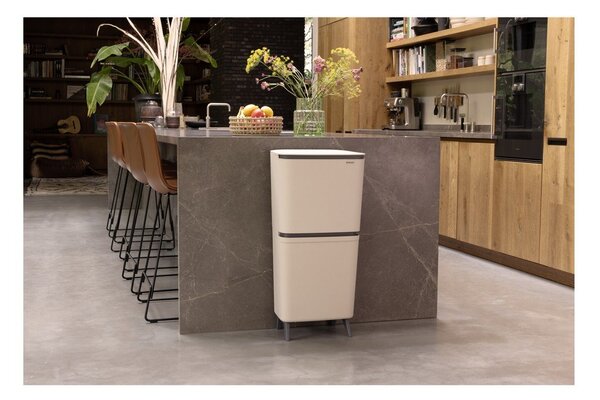 Бежово пластмасово кошче за боклук 25+10+10 l за рециклиране SortUp Recycle Hi – Brabantia
