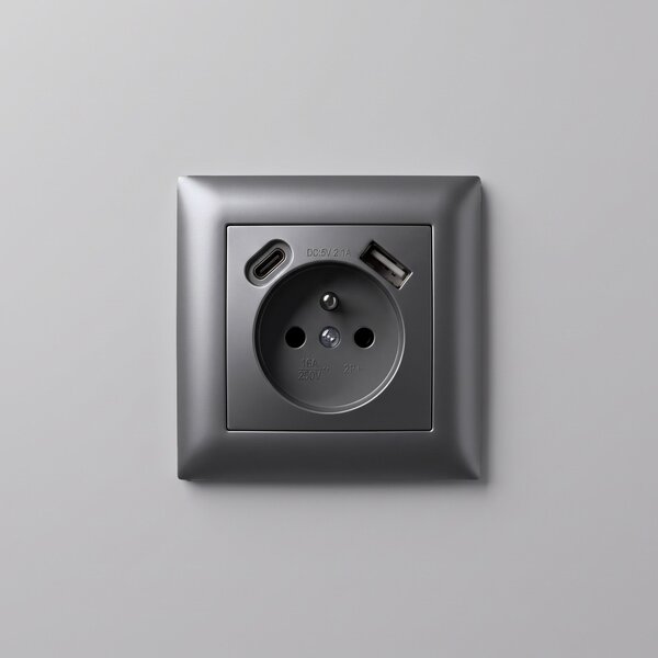 Единичен контакт със заземяване + USB-A USB-C OSTE JNH004-G Grey