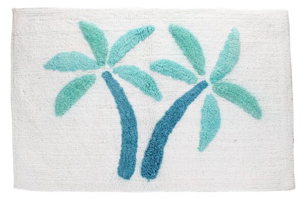 Бяло-син килим за баня 50x80 cm Palm Trees – Rex London