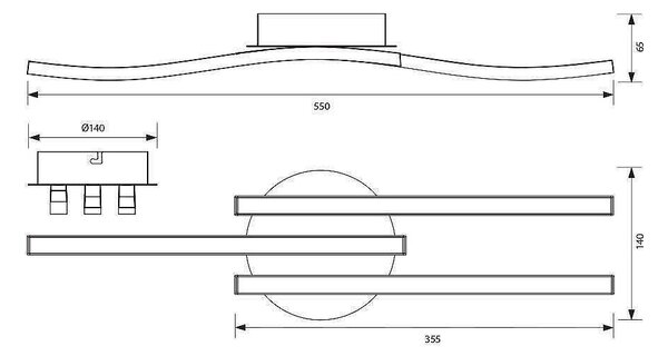 Плафон RIVER LED, черен, 18W, 4000K