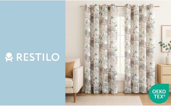 Кремаво/сиво-синьо перде 135x250 cm Celesta – Restilo