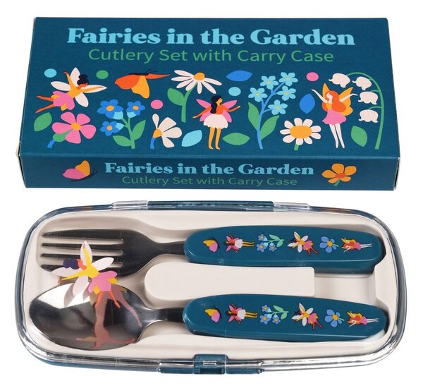 Син детски прибори за хранене 2 бр. от неръждаема стомана Fairies in the Garden – Rex London