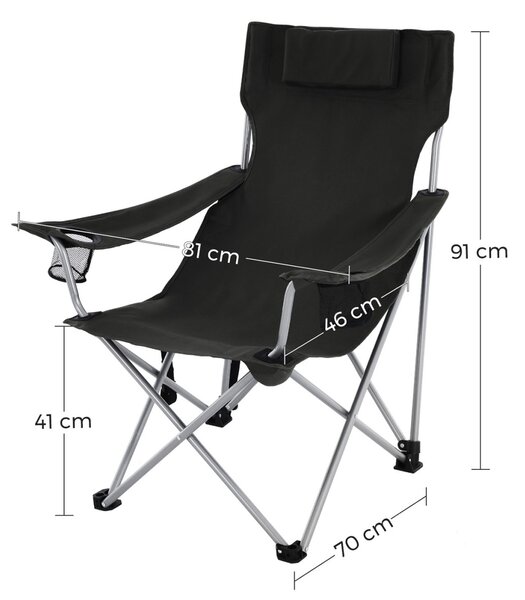 Къмпинг стол Songmics Черен 81x70x91 см