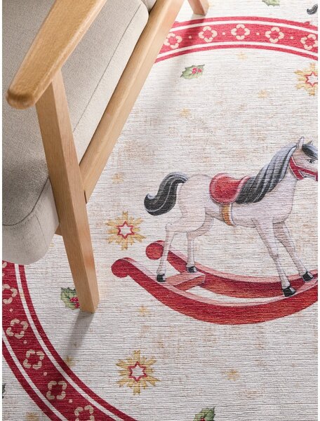 Червен кръгъл килим с коледен мотив ø 160 cm Toy's Delight Rocking Horse – Villeroy&Boch
