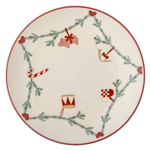 Кремава глинена чиния с коледен мотив ø 25,5 cm Yule – Bloomingville