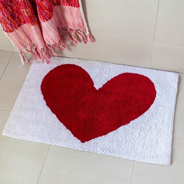 Червен /бял килим за баня 50x80 cm Heart – Rex London