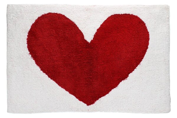 Червен /бял килим за баня 50x80 cm Heart – Rex London