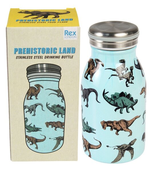 Светлосиня детска бутилка от неръждаема стомана 250 ml Prehistoric Land – Rex London