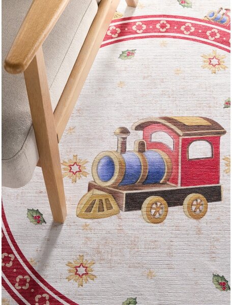 Червен кръгъл килим с коледен мотив ø 160 cm Toy's Delight Train – Villeroy&Boch