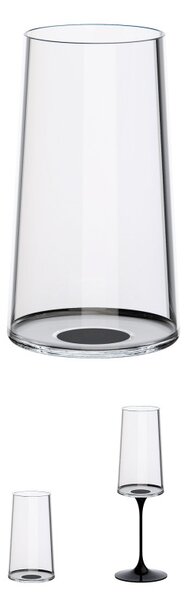 Комплект 2 бр кристални чаши за шампанско Trebonn SplitGlass 2025130, 320 мл, Ø7.8x12.5 см, Модулна система, Черен